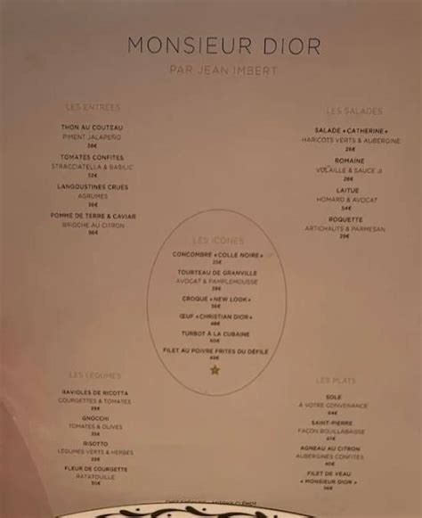 jardin christian dior restaurant|restaurante Dior menu.